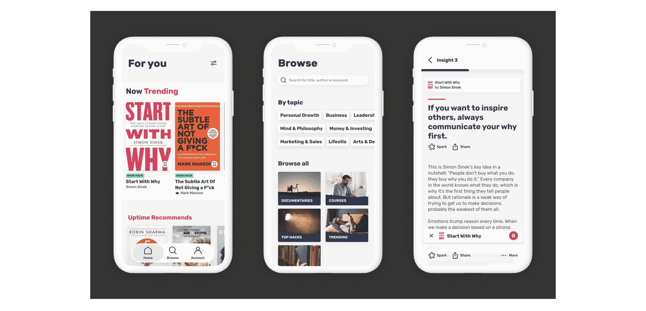 The old Uptime design: Browse, topics and a Hack